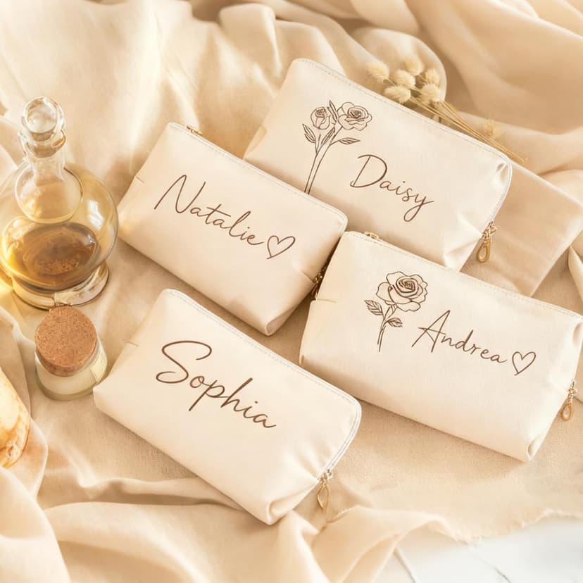 Personalized custom signature makeup bags, wedding bridesmaid gifts, the best gift for your best friend, suitable for weddings, gift-giving, travel makeup bag customized gift box