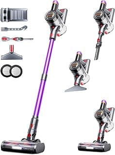 Cordless Vacuum Cleaner, 550W/45Kpa/60Mins Stick Vacuum, Anti-Tangle Vacuum Cleaners for Home with Self-Standing, LDE Display, 8-in-1 Wireless Vacuum for Carpet Pet Hair Hardfloor