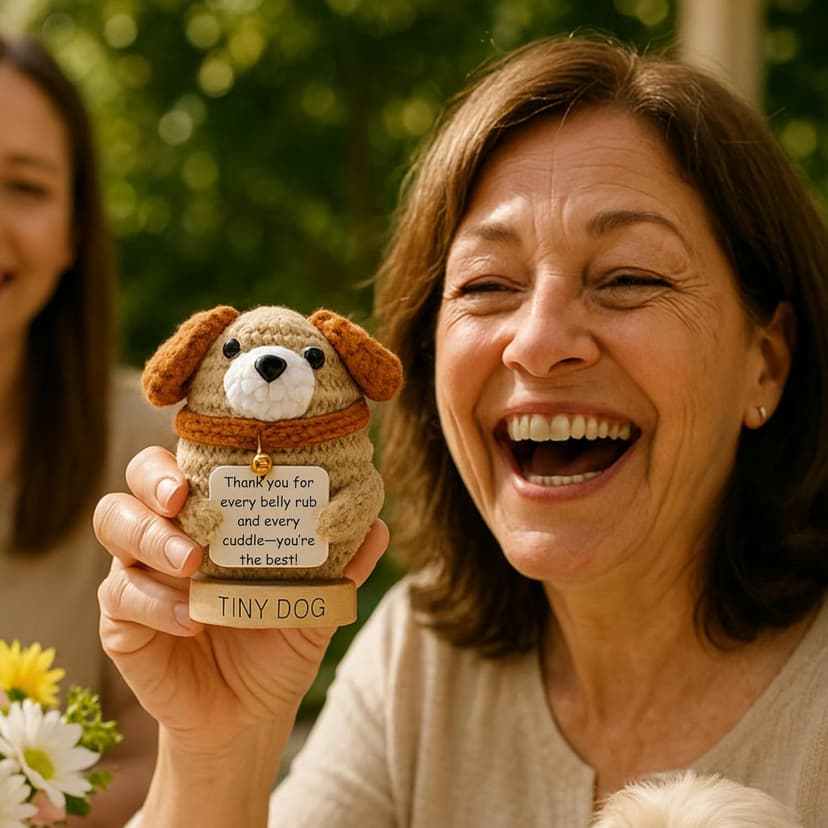 Dog Mom Gifts for Women - Positive Crochet Animal with 30 Cute Signs for Dog Moms, Unique Birthday Gift for Pet Lovers, Funny Present for Birthday, Christmas, Mothers Day - Funny Furr Mama Gifts