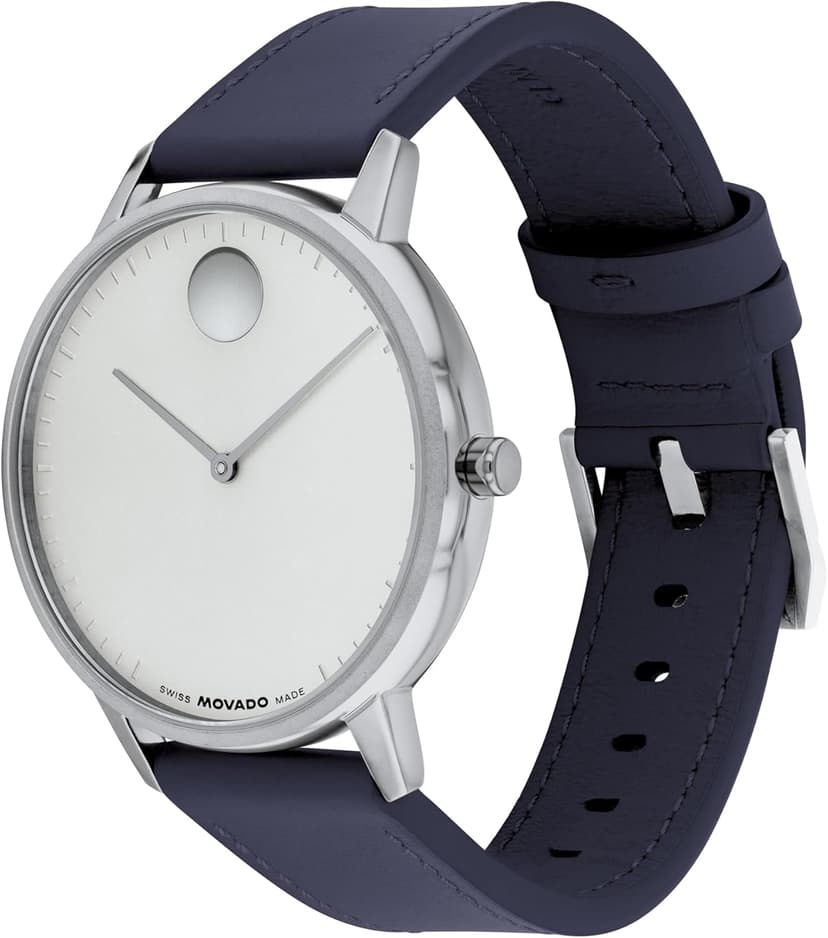 Movado Face Collection - Swiss Quartz Watch with 2H Movement, Leather Strap - Water Resistant 3ATM - Luxury Fashion Timepiece - Gift for Him and Her - 39mm