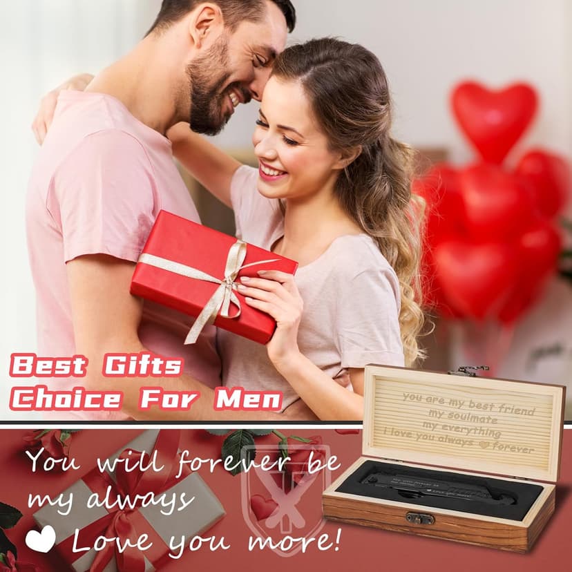 Gifts for Him Men, Christmas Anniversary Birthday Gifts for Boyfriend Husband, Stocking Stuffers for Him, Engraved Pocket Knife, Camping Hiking Multitool Knife Present, Folding Knives with Wood Box