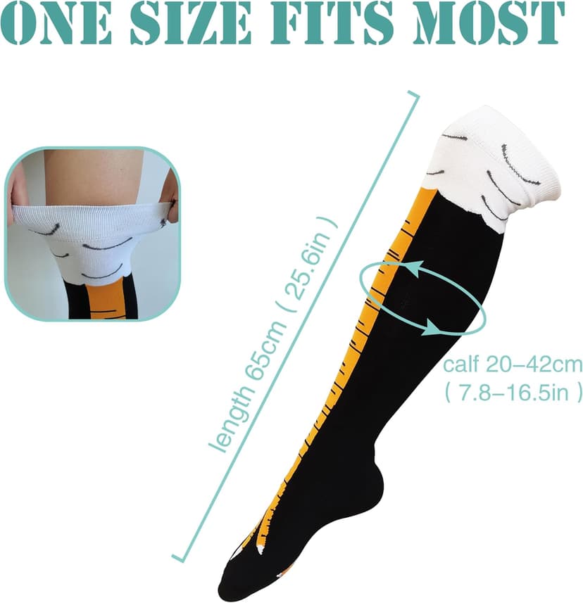WHOTAY Crazy Funny Chicken Leg Socks for Women Men Novelty Chicken Feet Socks White Elephant Gifts for Adults Gag Gifts