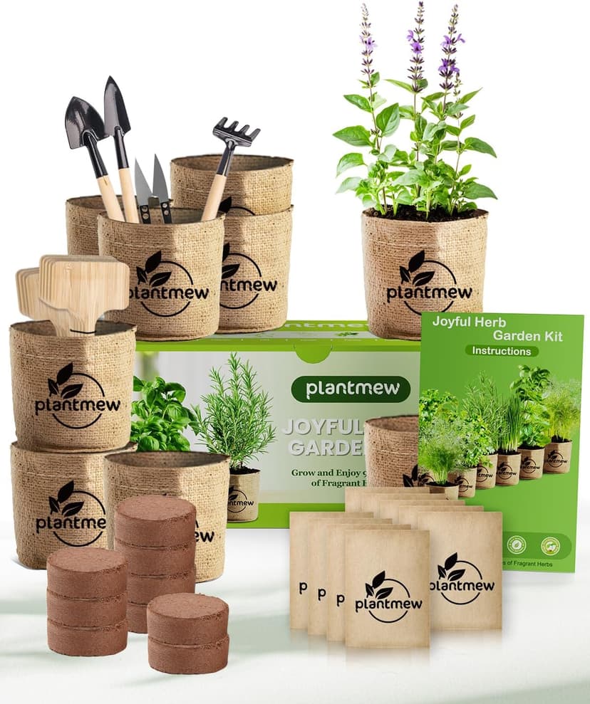 Christmas Gifts for Mom, Women, Her - 9 Herb Indoor Garden Starter Kit with Pots, Soil & Tools - Unique Birthday Gifts for Women, Housewarming Present for Wife - Grow Kitchen Windowsill Herbs