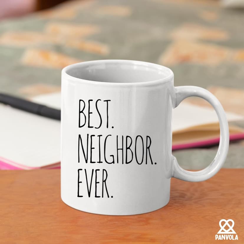 Panvola Best Neighbor Ever Farewell Gifts for Neighbors Moving Away Housewarming Goodbye Welcome Appreciation New Neighborhood Novelty Drinkware Ceramic Mug (11 oz, White)