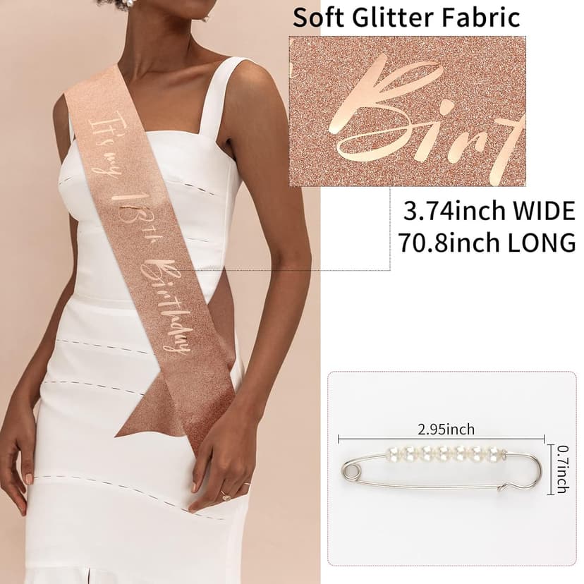 Crown and Pearl Pin Set for 18th Birthday - It's My 18th Birthday Sash, Tiara, Cake Topper, Decorations and Gift for Her
