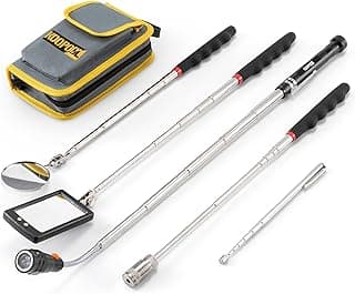 Telescoping Magnetic Pickup Tool Set, Inspection Mirror Telescoping, LED Flashlight, Cool Gadgets for Men, Gifts for Dad, Husband, Kids, Boyfriend, Magnet Stick
