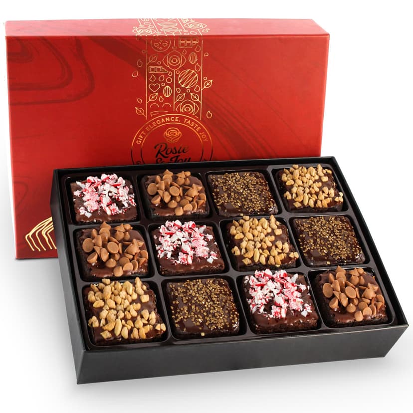 Gourmet Brownie Gift Box – 12 Assorted Rich, Chocolate Brownies Handcrafted for Freshness – Christmas Gift Basket, Holiday Gift Baskets for Women, Coworkers, Friends, Family - USA Made