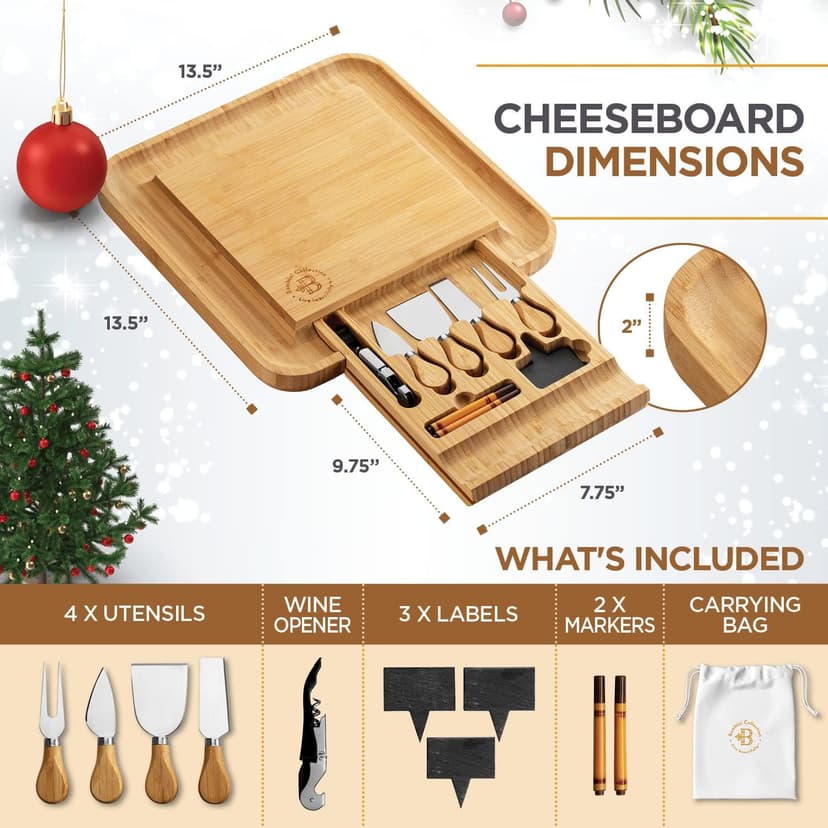 Charcuterie Board Gift Set - Bamboo Cheese Board and Knife Set - Housewarming Gifts for New Home, Wedding Gifts for Couples 2025, Bridal Shower Gifts, Birthday Gifts for Women