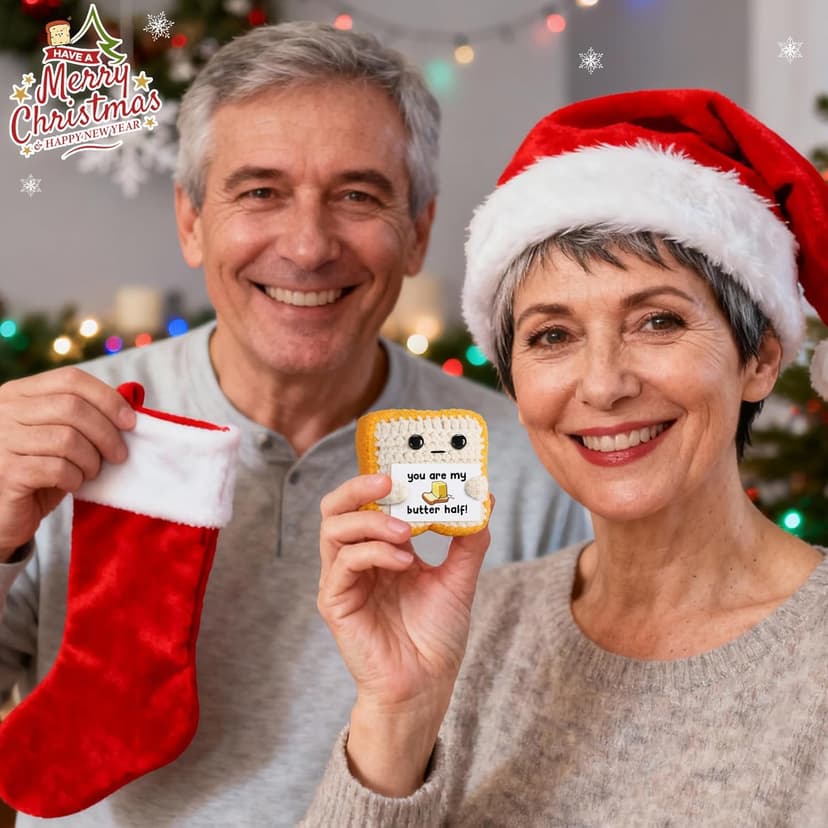 Gifts for Him Her Boyfriend Girlfriend Partner Loved One “You Are My Butter Half!” Crochet Toast – Cute Romantic Valentine’s Day, Anniversary, Birthday Gift for Couples Desk Decor & Christmas Gifts