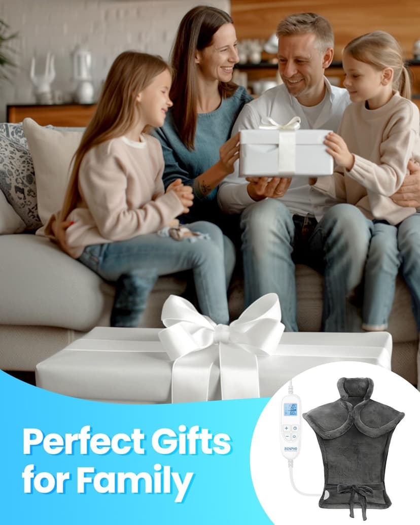 RENPHO Electric Heating Pad for Back Pain Relief, Birthday Gifts for Women Men Mom Dad Elderly, FSA Eligible Items Only List, Large Heat Pad for Neck and Shoulders, 24"x33", ETL Certified, Gray