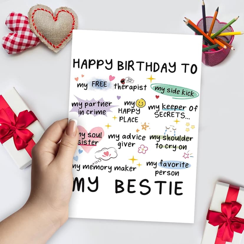 Funny Birthday Card for Women Sister, Happy Bday Gifts for Bestie, Bestie & Friendship Birthday Card
