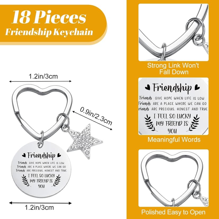 Paterr 24 Pcs Friend Gifts for Women Friendsgiving Makeup Bags Friendship Keychains Galentines Gifts Bulk Cosmetic Bags with Zipper for Roommate BFF Bestie Birthday Decorations(Star)