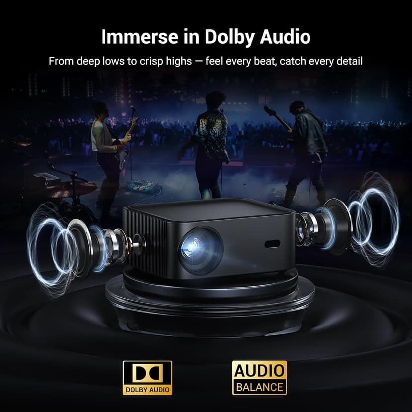 Official Licensed Netflix Smart Projector, HAPPRUN Projector 4K with Wifi and Bluetooth, DoIby Audio,Built-in Apps, Native1080P 1000 ANSI,Electric Focus,Movie Projector for Home Cinema,Outdoor,Indoor