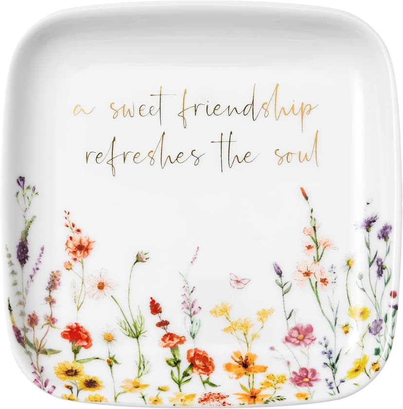 Crisky Jewelry Ring Dish for Women Christian Gifts Trinket Tray Inspirational Friendship Gifts for Friend Birthday Jewelry Tray for Her Sisters Besties Verse: Sweet Friendship –Proverbs 27:9
