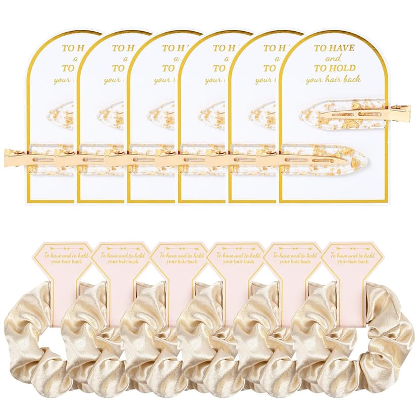 12 PCS Soft Silk Satin Hair Accessories - Scrunchies, Hair Clips for Bridal Shower Gifts, Wedding Favors for Women and Girls