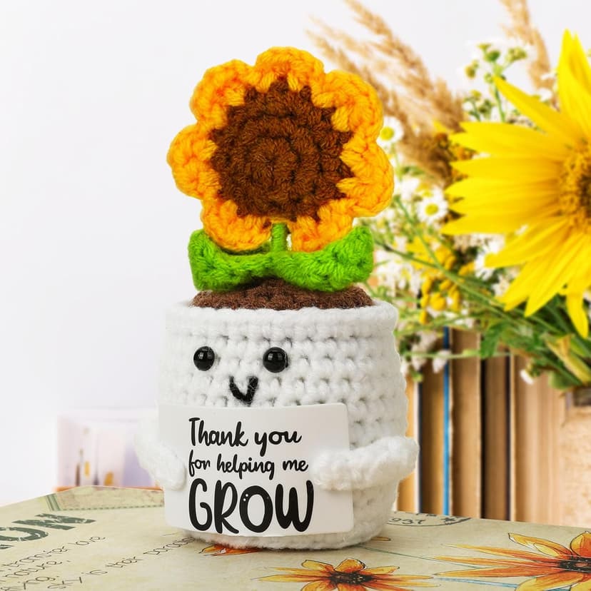 MBL Sunflower Christmas for Women Teacher - Thank You Appreciation Emotional Inspirational Support Crochet Sunflowers Gifts for Men Coworker Boss Lady Friend Thanksgiving Retirement Stocking Stuffers