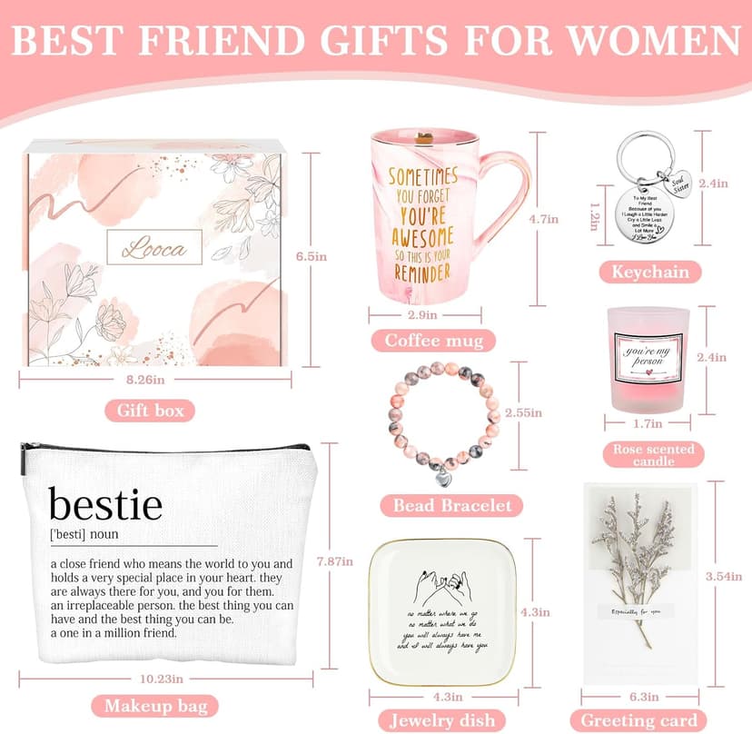 Best Friend Birthday Gifts for Women Friendship Gifts for Women Friends Unique Bestfriend Birthday Gift for Woman Bestfriend gift Ideas for Bestie BFF Soul Sister - Mug, Keychain, Candle, Bracelet