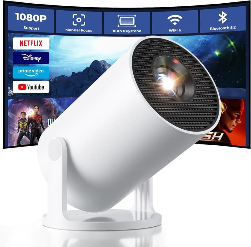 CLOKOWE Mini Projector with WiFi and Bluetooth - Built-in Apps, Smart Portable Projector with 180° Rotation, Auto Keystone, Support 1080P, Compatible with HDMI/USB/TV Stick/Smartphone/Laptop