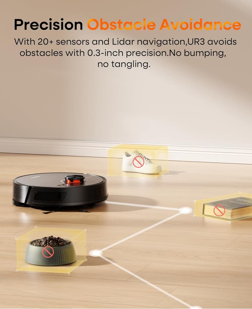 Robot Vacuum and Mop Combo,Lidar Navigation Robotic Vacuum Cleaner with 3.5L Self Emptying Station,5000Pa Vacuum Robot,180mins Runtime,No-Go&No-Mop Zones,App/Alexa/Remote Control,UR3