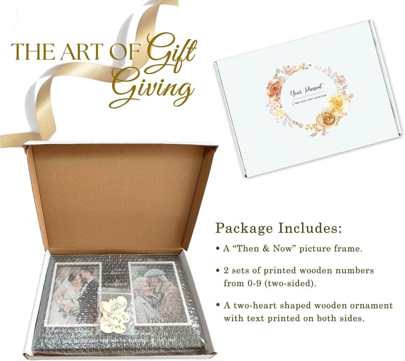 Anniversary Wedding Gifts for Couple Parents Wife Husband, Then & Now Anniversary Picture Frames(3 Options)