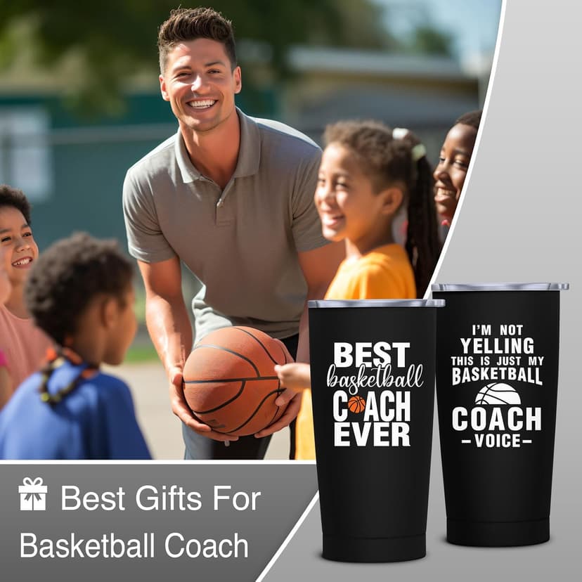Basketball Coach Gifts for Men Women, Best Coach Gifts Basketball, Coaches Gift from Team Basketballs, Basketballs Coaches Gift Ideas-20 oz Stainless Steel Tumbler
