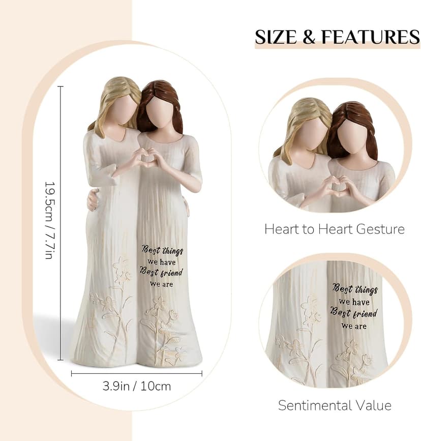 Best Friend Figurines - Friendship Bestie Gifts for Women - Christmas Birthday Gifts for Sisters from Sister
