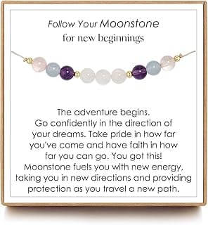 Follow Your Moonstone Bracelets, New Beginnings Graduation College Gift, Inspirational Gifts for Women, High School Graduate Gift for Best Friend or Daughter