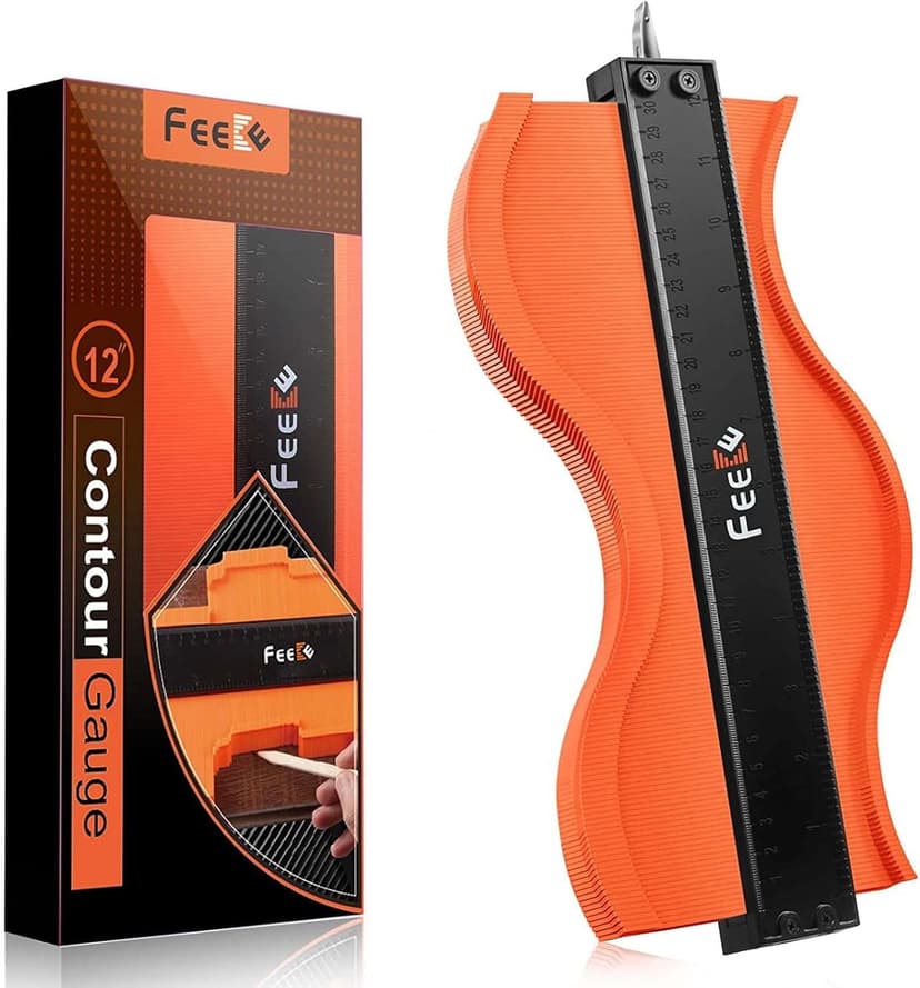 Contour Gauge (12 Inch) with Lock Profile Tool, Christmas Gifts for Men Dad Husband Him Super Contour Duplicator Men Gifts Woodworking Tools Carpenter Tools Construction Outline Angle Measuring Tool