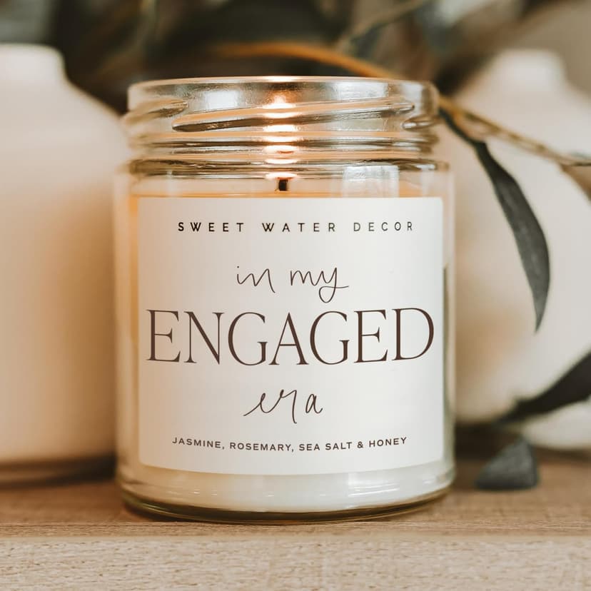 Sweet Water Decor in My Engaged Era Candle - Engagement and Bridal Shower Gifts for Her - 9 oz Soy Candle in Clear Jar with 40+ Hours Burn Time, Made in The USA
