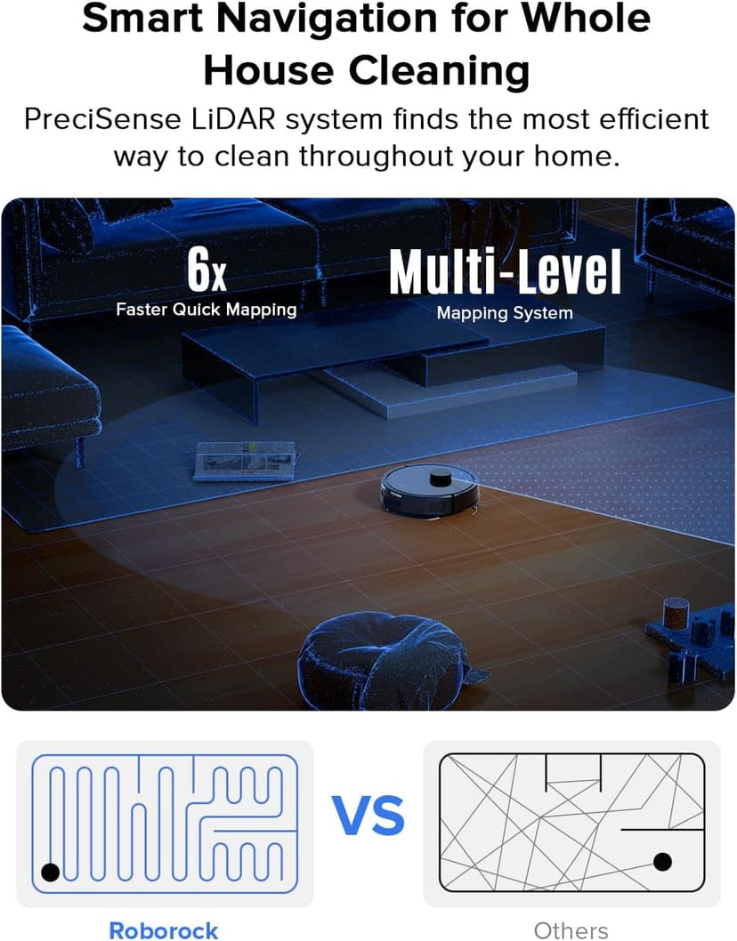 roborock Q7 L5 Robot Vacuum and Mop Combo, 8,000Pa Suction, Upgraded from Q5 Pro, Dual Anti-Tangle System, LiDAR Navigation, Multi-Level Mapping, Self-Charging Robotic Vacuum Cleaner, Black