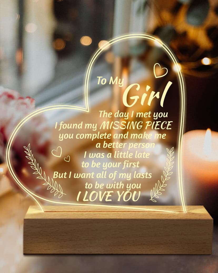 Romantic Gifts for Girlfriend, to My Girlfriend Engraved Night Light, I Love You Gifts for Her, Cute Girlfriends Anniversary Birthday Gifts for Her from Boyfriends