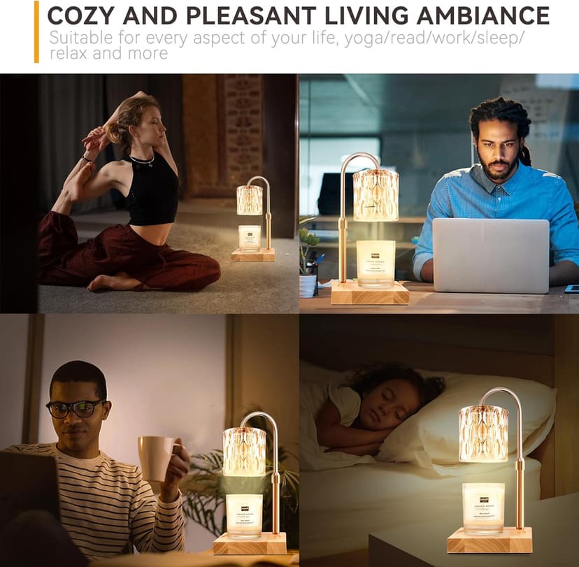 Candle Warmer Lamp with 3 Bulbs, Adjustable Height Dimmable Candle Warmer with Timer, Candle Lamp with Charming Gift Box Ribbon,Birthday Gifts for Women Mom, House Warming Gifts New Home Decor