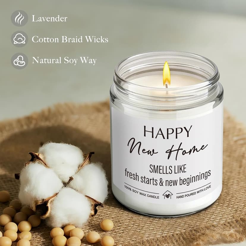 Happy New Home Candle Gifts for New Homeowners, First Apartment House Warming Gift for Women Men Couple Best Friends, Housewarming Decoration Lavender Scented Candle for First Time house-75