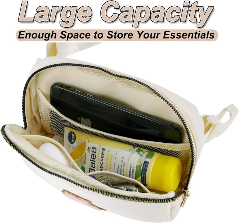 Birthday Gifts for 4 5 6 7 8 9 10 11 12 13 Year Old Girls,Graduation Gifts for Teens Kids Daughter Sister Her,Fanny Pack Crossbody Bag Belt Bag Cute Trendy Stuff | Cream,A