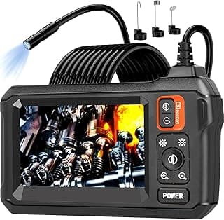 Endoscope Camera with Light, Borescope Camera with 4.3" IPS Screen, 1920P HD with 8 LED Lights, 16.4FT Semi-Rigid Cord Bore Scope, Gadgets for Men & Tools for Men