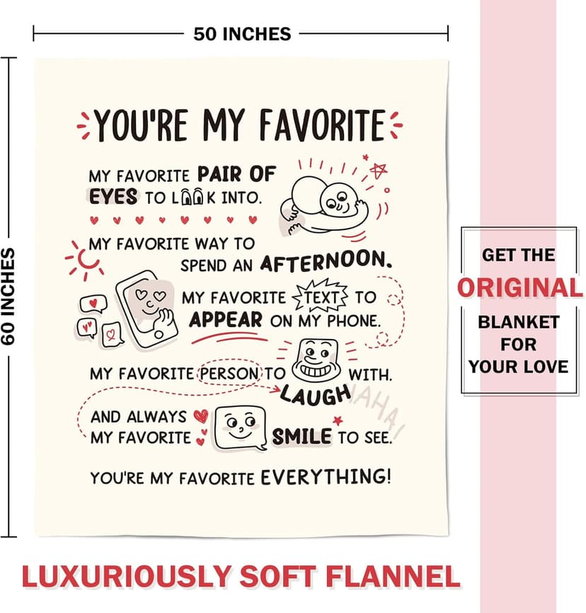 Craftique Birthday Gifts for Girlfriend Boyfriend- I Love You Blanket for Him Her- Romantic Girlfriend Gifts Anniversary, Funny Soft Blanket Gift for Him Her Husband Wife Fiance, 60”×50”