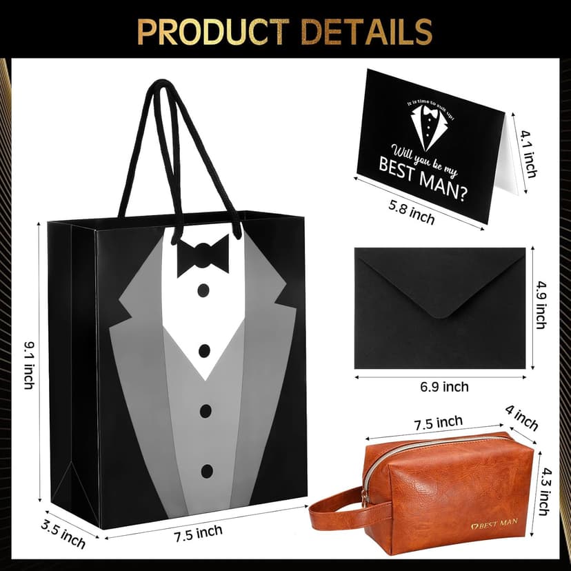 13 Pcs Best Man Proposal Gift Set Stainless Steel Flask Box Bag Shot Glass Bottle Opener Pocket Watch Sunglasses Knife Sock Card Toiletry Bag for Wedding
