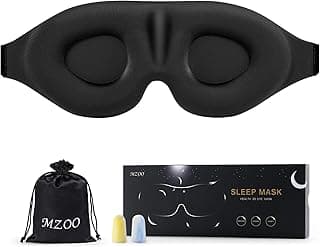 MZOO Luxury Sleep Eye Mask for Side Sleeper Men Women, Zero Eye Pressure 3D Sleeping Mask, Light Blocking Patented Design Night Blindfold, Soft Eye Shade Cover for Travel, Black