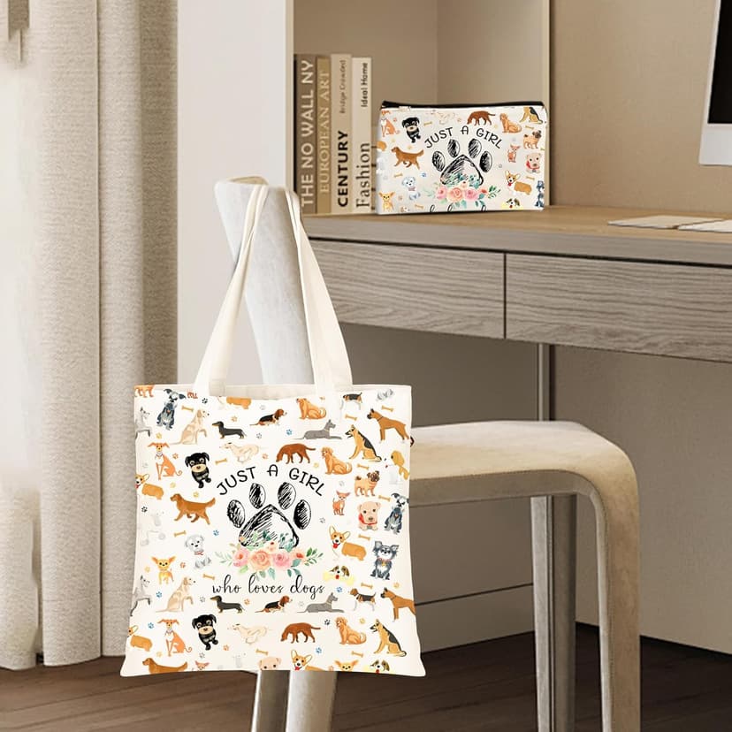 Cute Gifts for Dog Lover, Dog mom Gift Reusable Grocery Beach Shopping Bag for Women, Birthday Gift for Mom Daughter Friends Sisters Who Loves Dogs