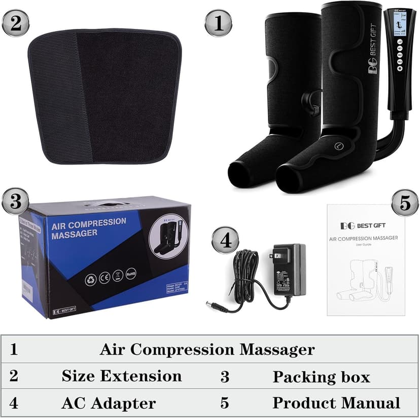 Gifts for Dad Mom Men Women Christmas Mothers Day, Fathers Day, Air Compression Massager with Heat for Foot, Leg, Calf, Thigh, Knee, Helpful for Vericose Veins, Muscle Fatigue, Cramps, Swelling, Edema