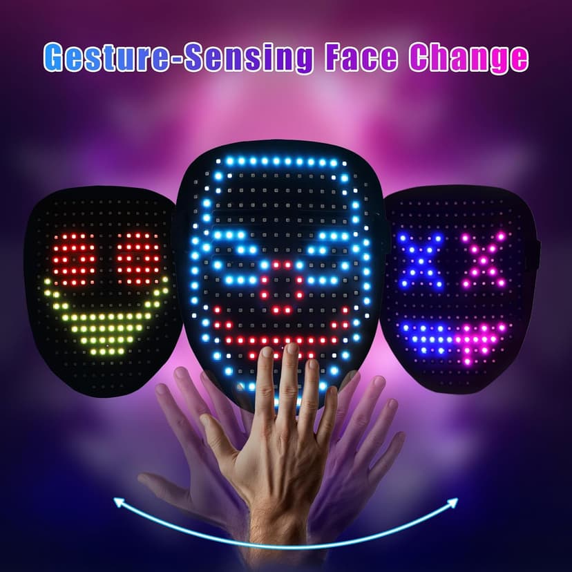 QAQ LED Mask Light Up Mask with Gesture Sensing, Cool Stuff Toys Gifts for Boys Girls, Cool Toys Gifts for Halloween Costumes Christmas Birthday Party