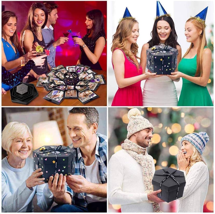 Explosion Gift Box - Photo Box, A Creative Six-sided Gift Box. Love Memory DIY Handmade Photo Album Scrapbook, A Surprising Boyfriend Birthday Gift, Ideal for Weddings, Christmas or Valentine's Day