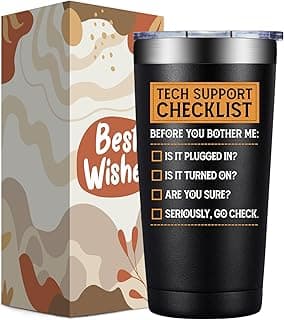 Tech Gifts for Men - Tech Support Checklist - Technical Gifts for Dad, Technician, Programmer, Techs Lover - 20oz Tumbler