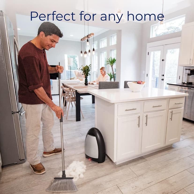 EyeVac Home Touchless Vacuum Automatic Dustpan - Great for Sweeping Pet Hair Food Dirt Kitchen - Ultra Fast & Powerful, No More Bending Down, Bagless, Corded, Automatic Sensors, 1000 Watt (Silver)