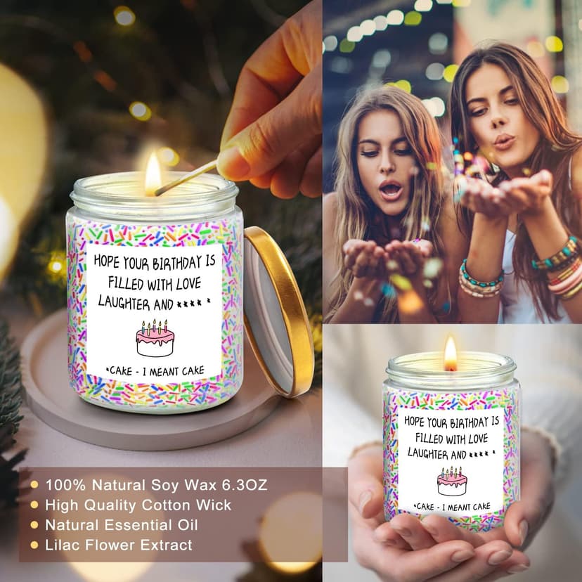 Funny Birthday Gifts for Women Sister Friend Female,Rude Birthday Anniversary Gag Gift for Women, Unique Sprinkle Candle Gifts