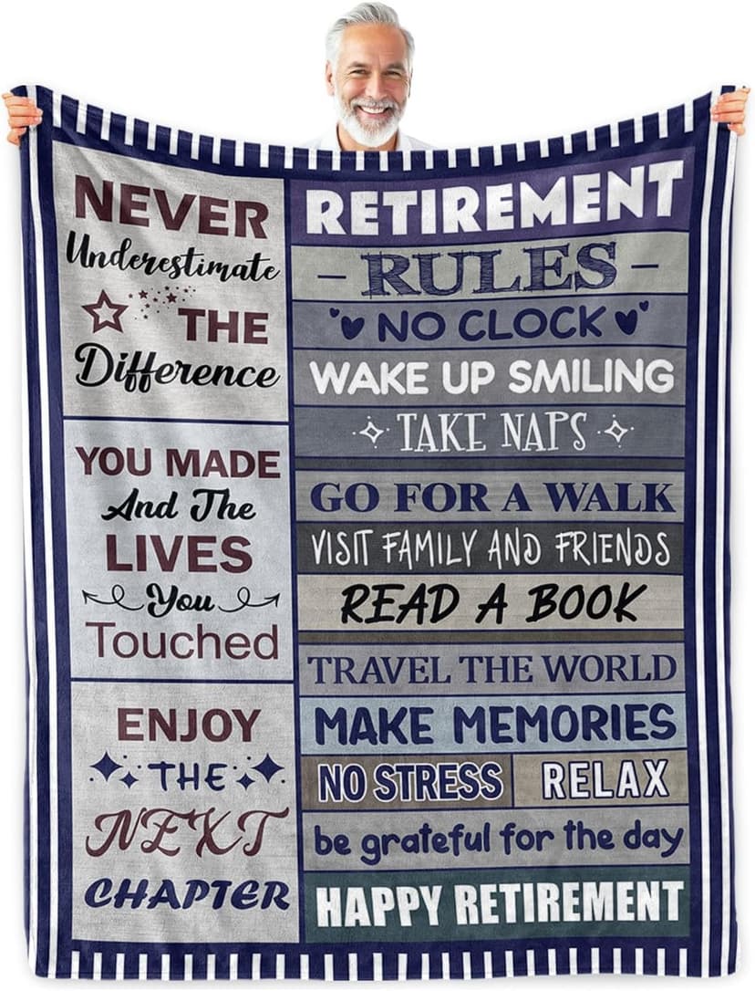 Retirement Gifts for Men - Best Gifts for Retirement Men 2025 - Funny Retired - Coworker Leaving Farewell Going Away Gifts for Coworkers Friends - Happy Retirement Decorations - Throw Blanket 50"x60"