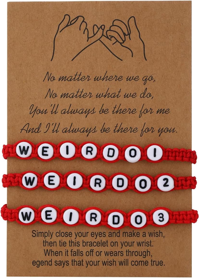 ANZWTLOYY Weirdo BFF Friendship Bracelets for 3 Handmade CHISMOSA Matching String Bracelets for Best Friends Couples Women Men