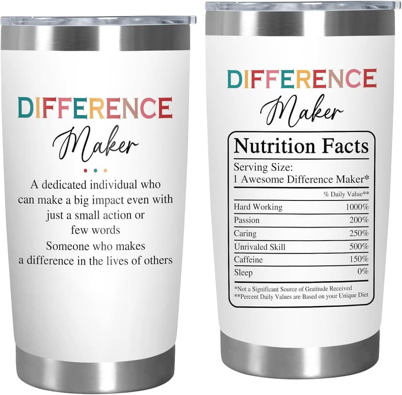 Christmas Appreciation Gifts for Coworkers - 20 oz Stainless Steel Insulated Tumbler - Birthday Inspirational Thank You Gifts for Women Teachers Coworkers Boss, Difference Maker Gift Ideas