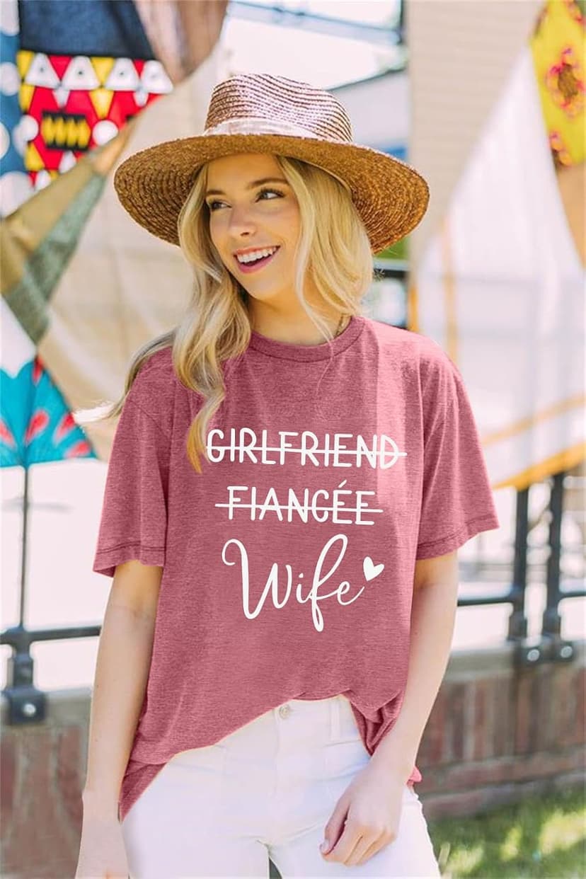 Girlfriend Fiancee Wife Shirt Women Bride Honeymoon Vacation Tees Valentine Gift