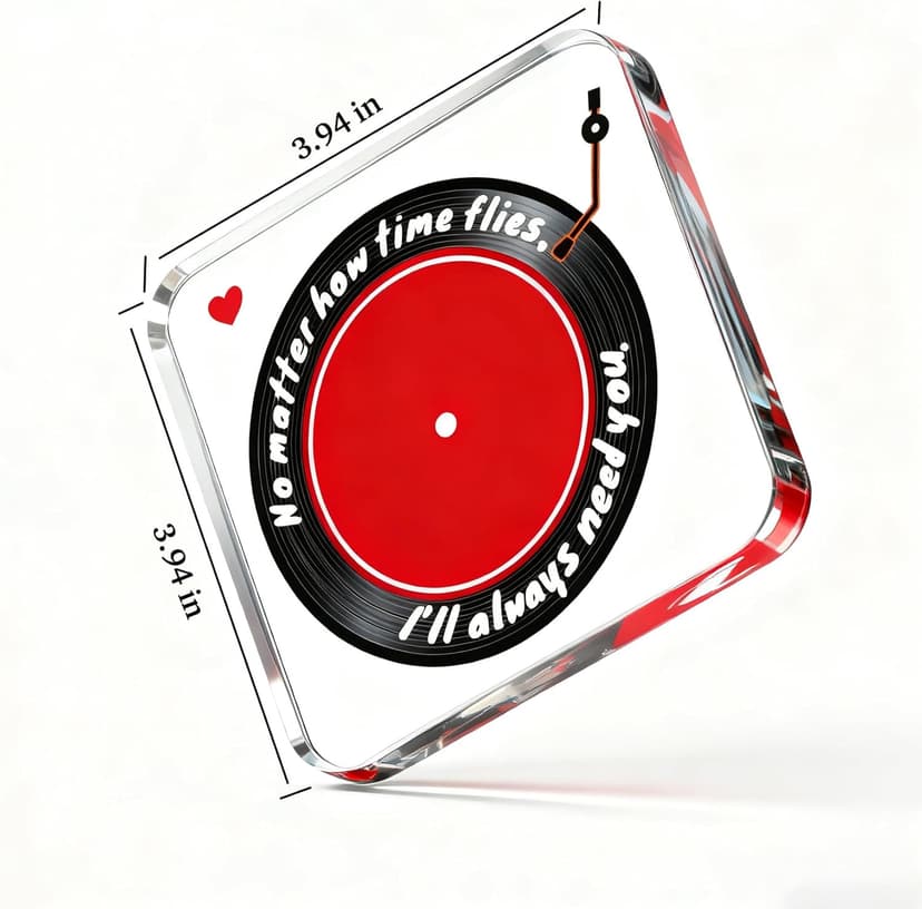 Heartwarming Gift for Husbands, Boyfriends, Couples & Retro-Style Fans, Ideal for Valentine's Day, Birthdays, Christmas, Anniversaries & Home Décor - Romantic Vinyl Record Acrylic Decor(Black and red)
